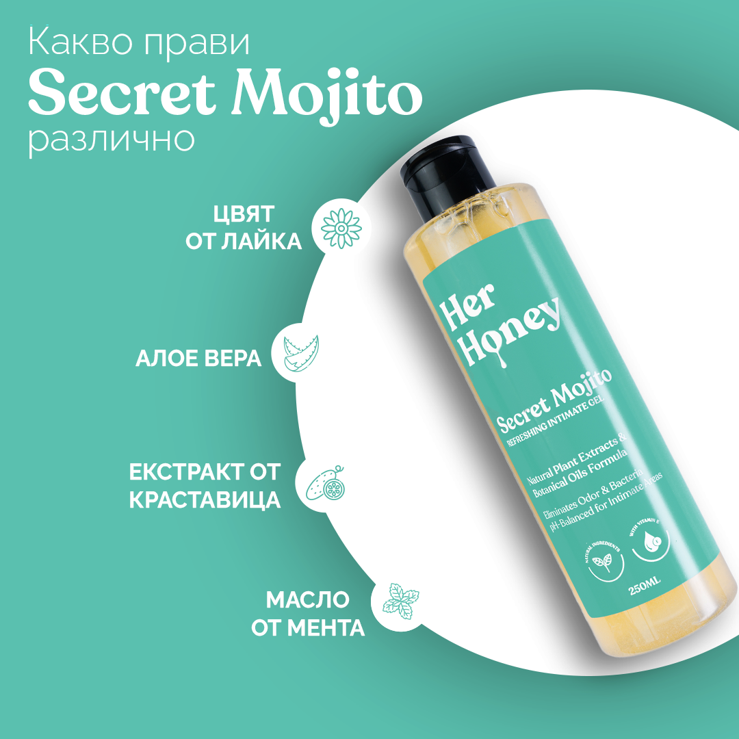 Secret Mojito - Натурален интимен гел с балансирано pH
